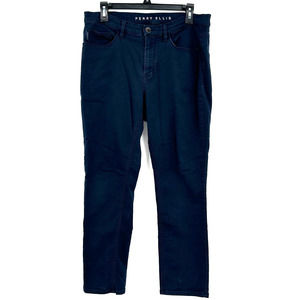 Perry Ellis size 34 x 30 slim fit stretch dark blue pants button‎ zip fly